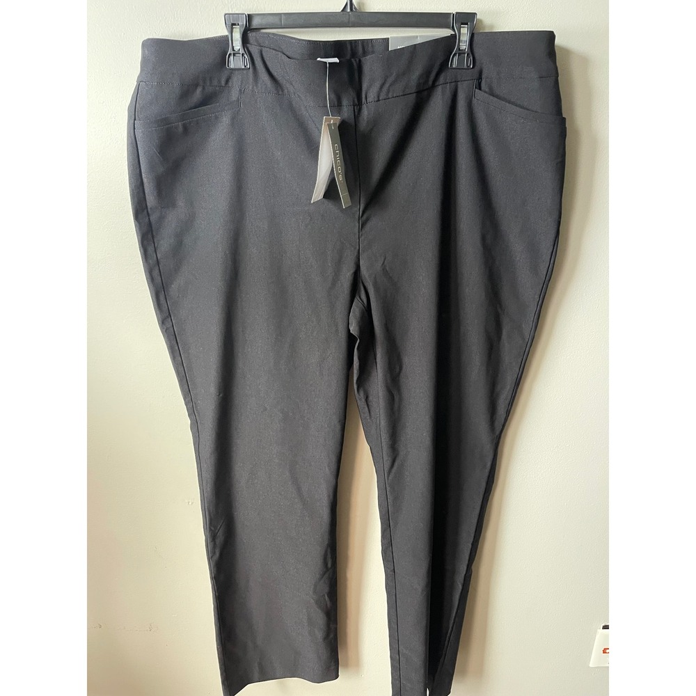 Chicos Black Pull On Trousers Size 4R US 20R Straight Leg Career Pants NEW